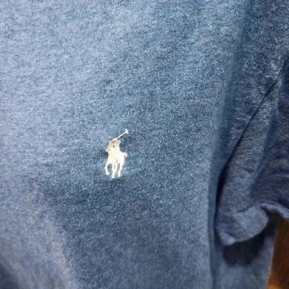 Polo Ralph Lauren Womens Large Blue V Neck  Lightweight Tee 100% Cotton - Picture 3 of 7